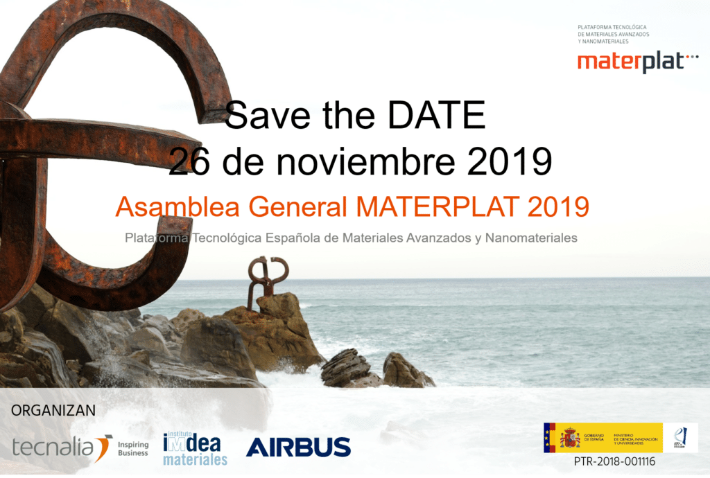 Cartel de la Asamblea General de MATERPLAT 2019 en la que participó INFINITIA