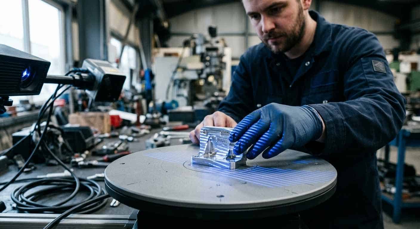 3D scanning of a metal part with structured light to capture its real geometry
