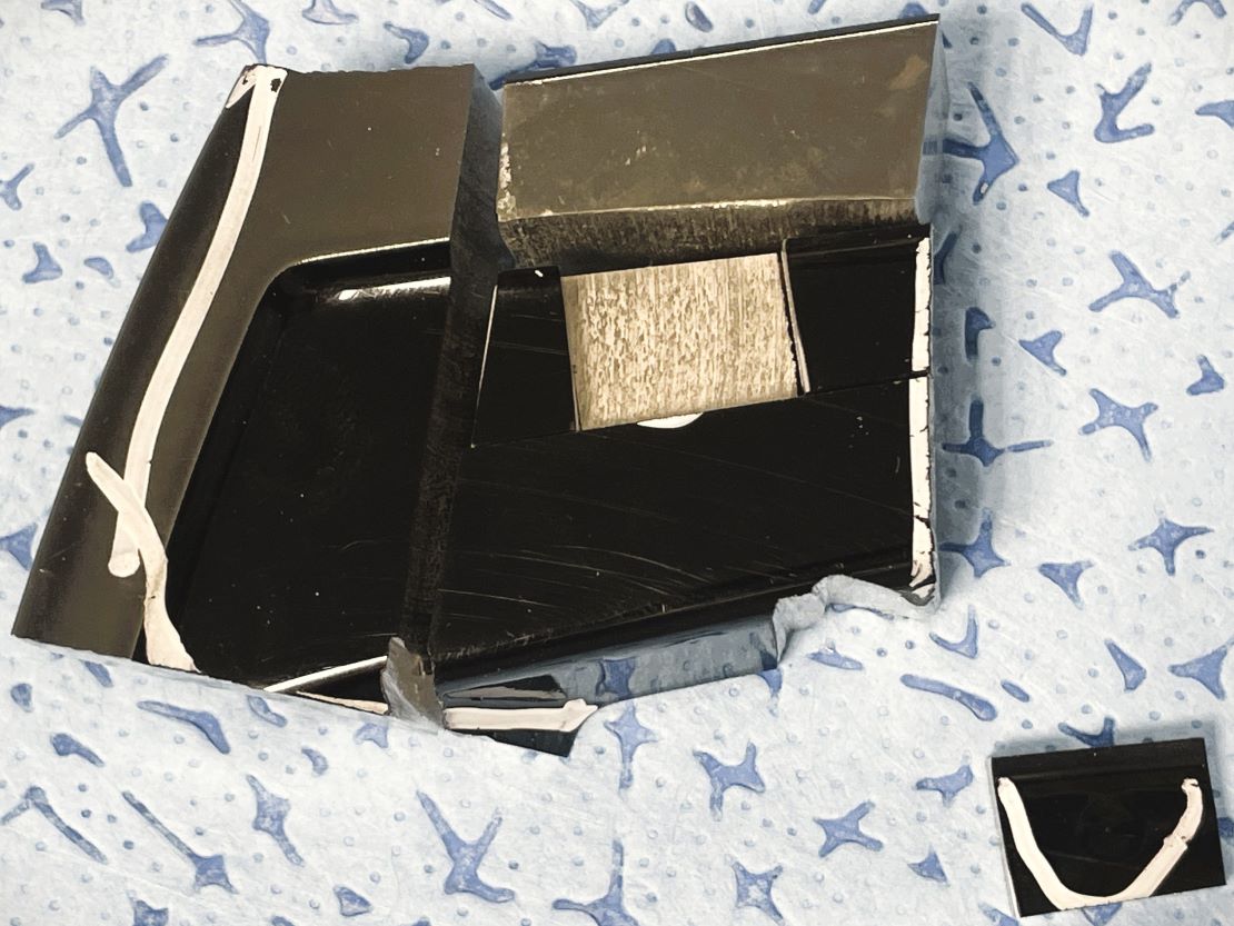 Painted aluminum parts with surface defects used for failure analysis and investigation of paint defects in aluminum