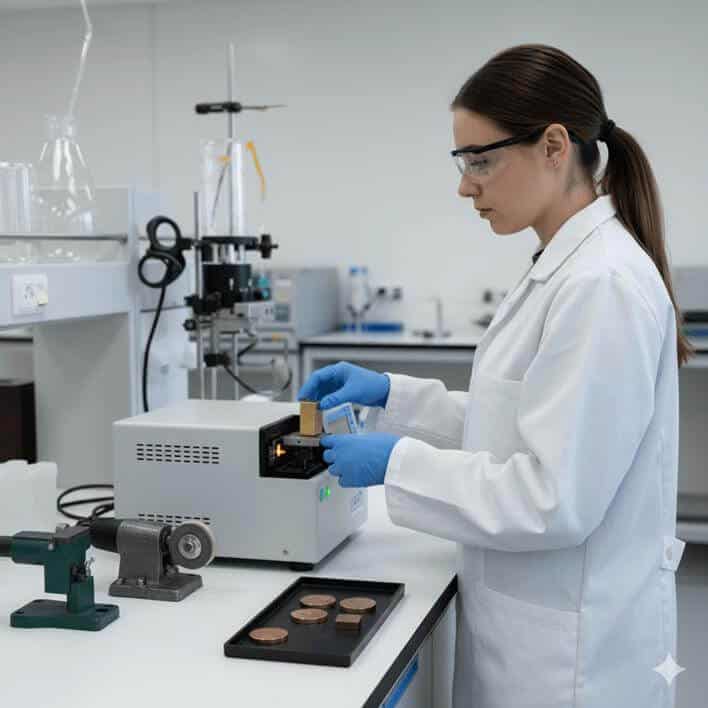 Industrial metal part whose chemical composition is evaluated through elemental analysis