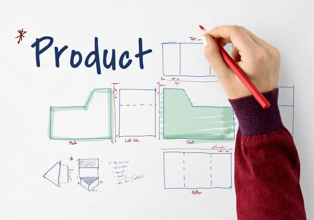 Diseño para fabricación Boceto técnico acotado de producto industrial en fase de diseño conceptual