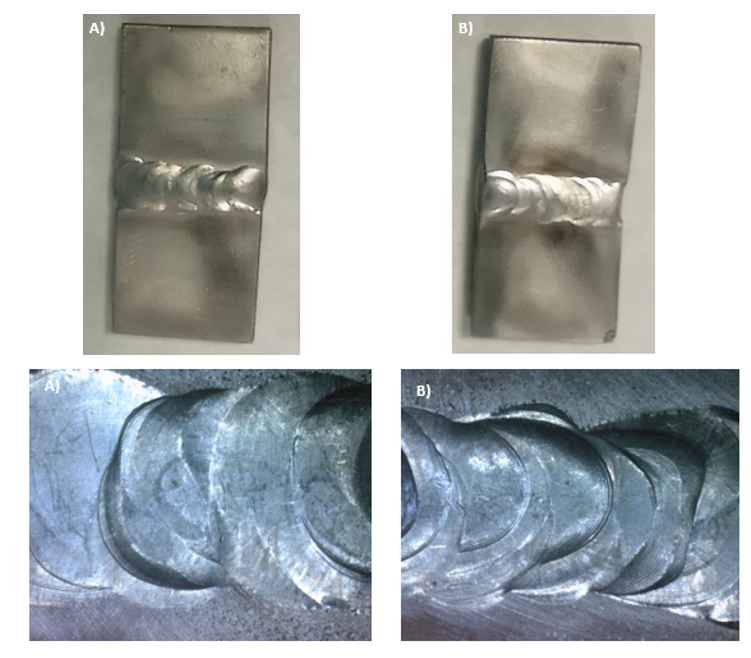Comparativa de muestras metálicas soldadas antes y después de ensayos de corrosión electroquímica en laboratorio