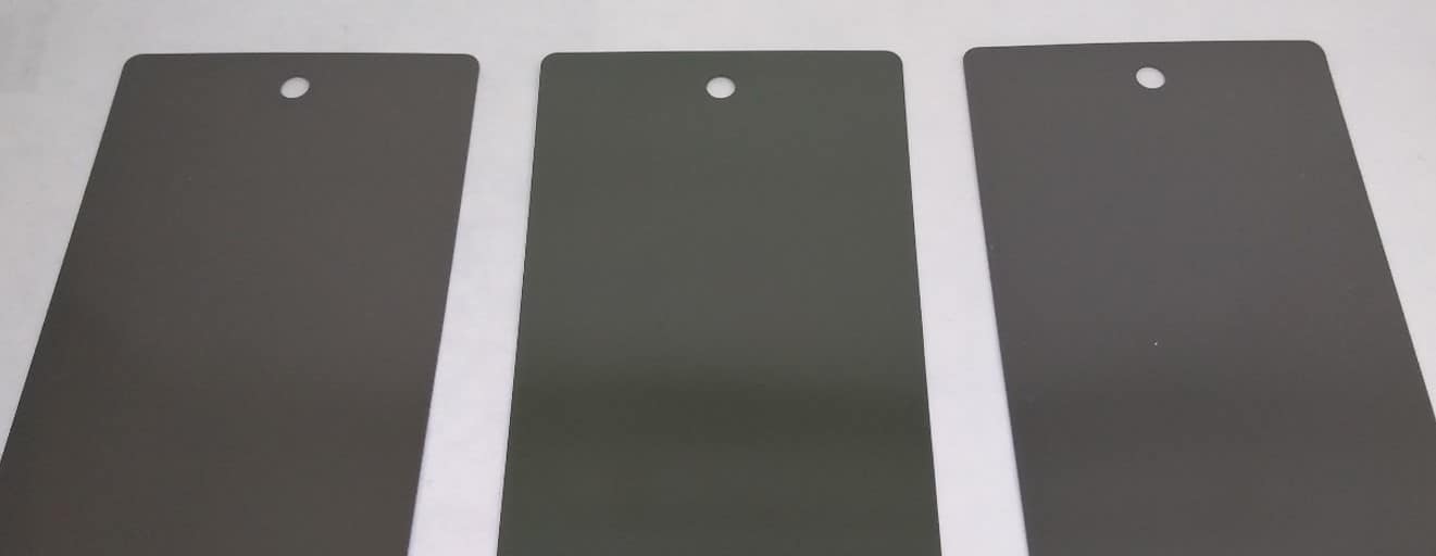 Metal panel samples with different high reflectance coatings used to evaluate the optical behavior of reflective paints