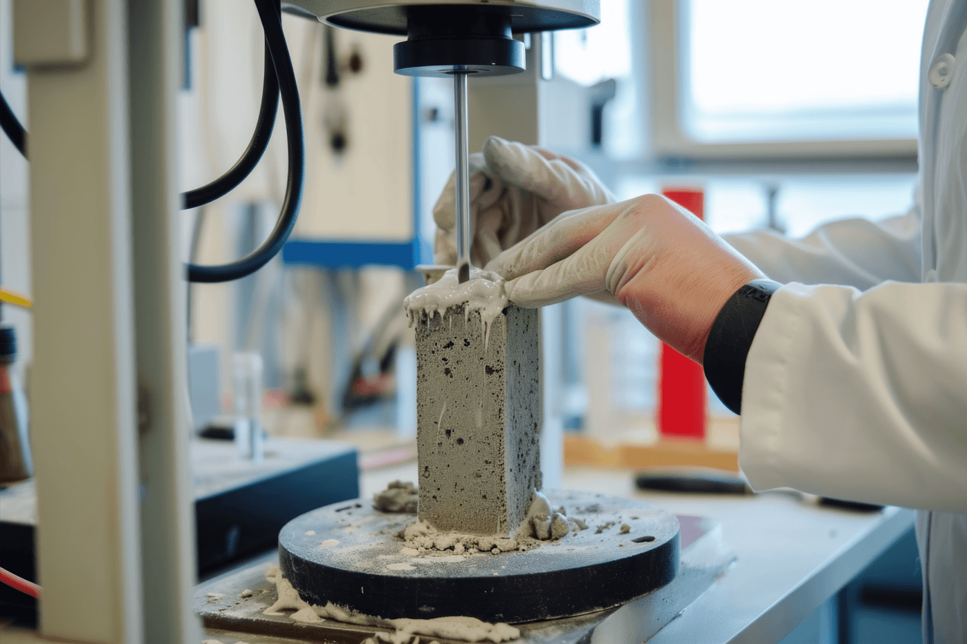 Ensayo a compresión de una probeta cilíndrica de hormigón en prensa de laboratorio