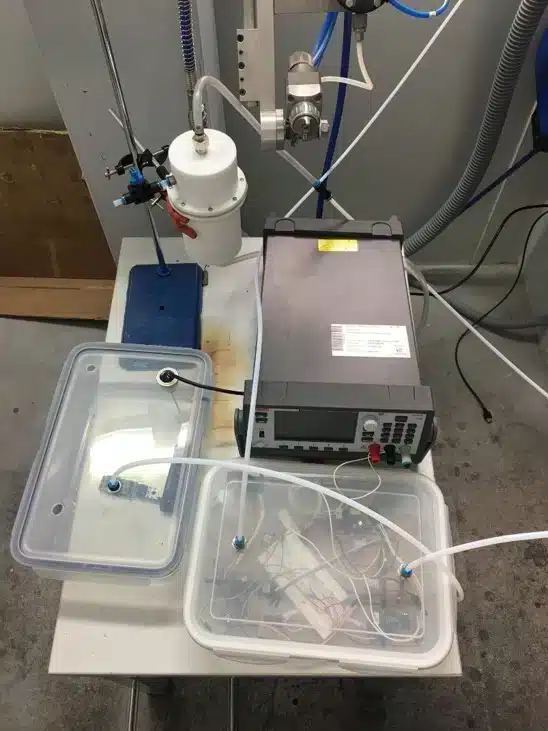 Experimental laboratory setup for evaluating catalytic ozone removal filters in industrial gas treatment