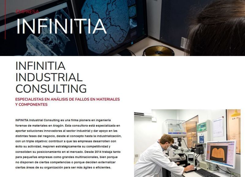 EMPRESA INFINITIA INDUSTRIAL CONSULTING. ESPECIALISTAS EN ANÁLISIS DE FALLOS EN MATERIALES Y COMPONENTES