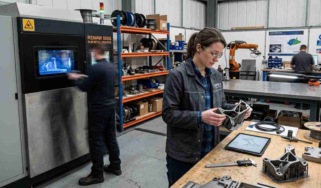 Engineer validating functional prototypes and technical parts during a product development process
