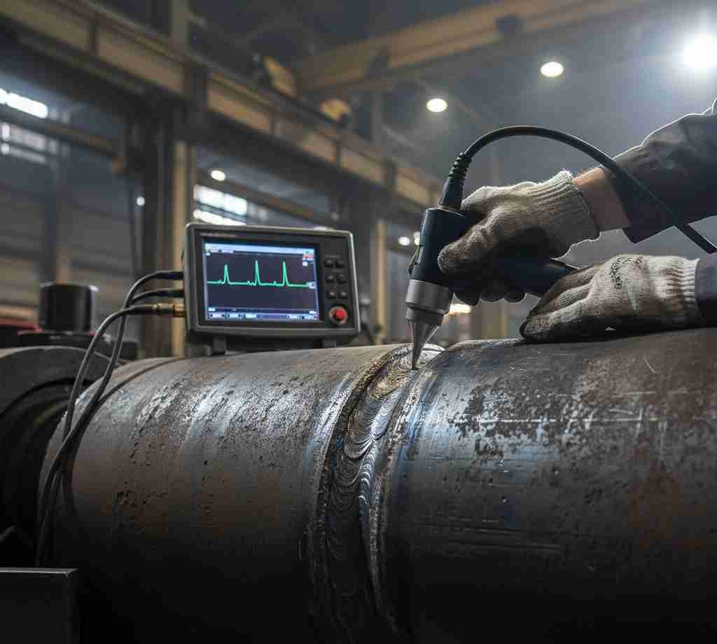 Ultrasonic inspection in metal pipeline welding non-destructive testing NDT