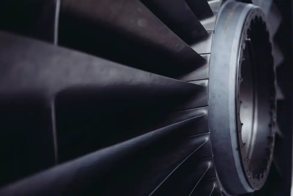 Fluid dynamic simulation for the design of a compact, high power aeration device Close-up of industrial fan blades