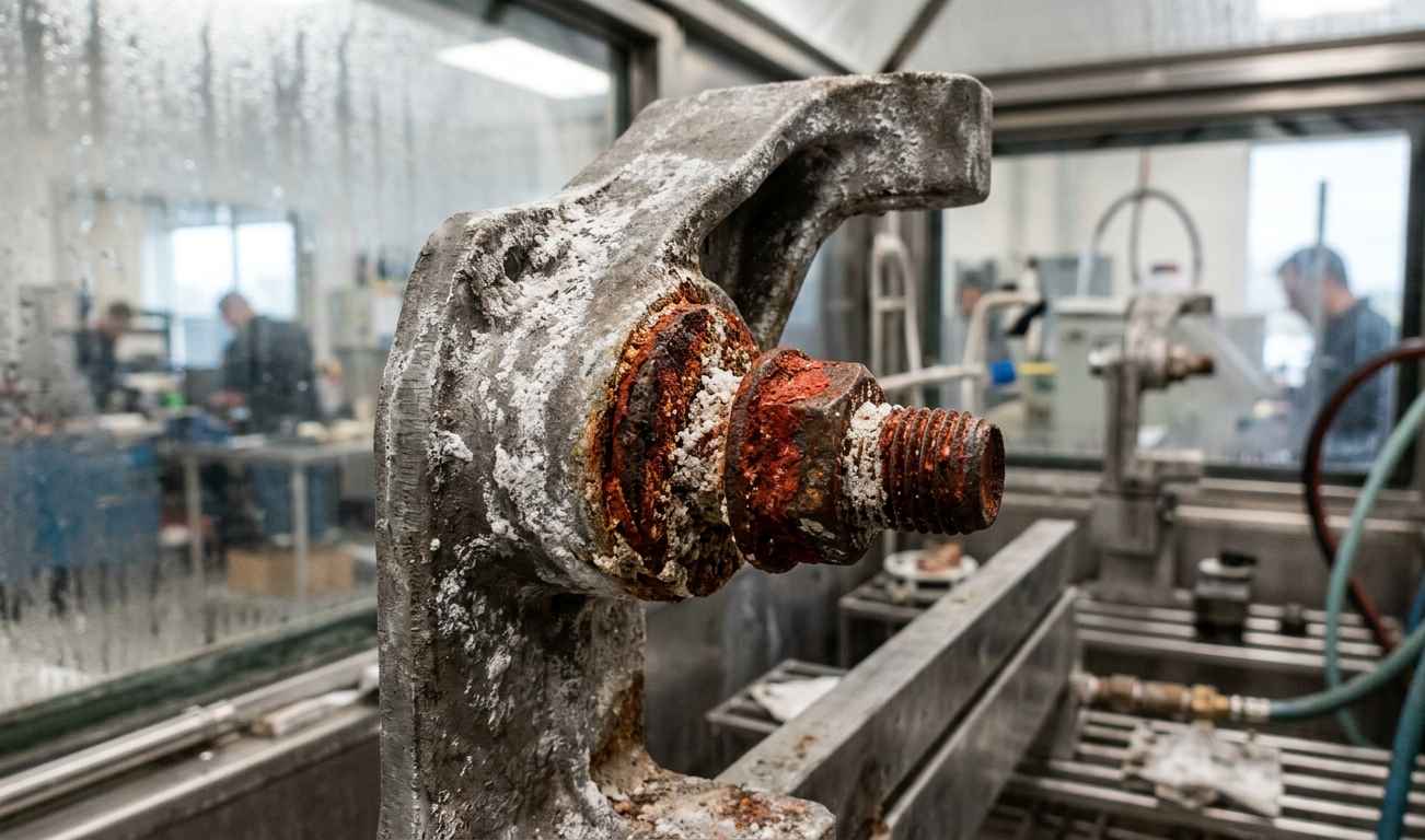 Análisis de fallos en automoción: componentes que fallan dentro del periodo de garantía Ingeniero examinando un componente de automoción fracturado en un análisis de fallos