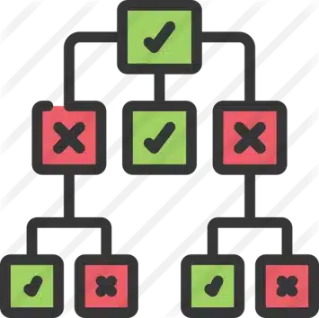 Tree diagram with approved and rejected steps, the logic of a data collection app