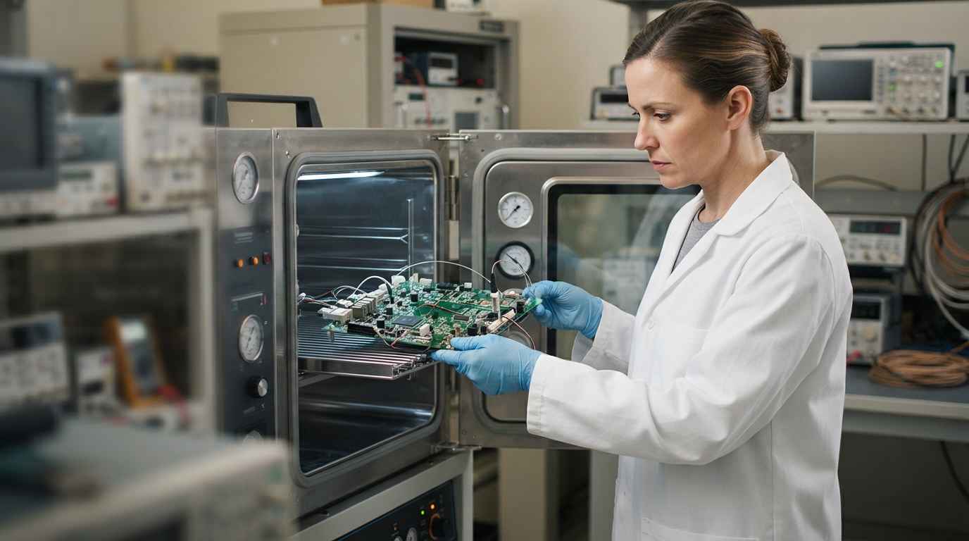Materiales para electrónica con disipación térmica y protección frente a corrosión Ensayo térmico y ambiental de una placa electrónica en cámara para validar los materiales