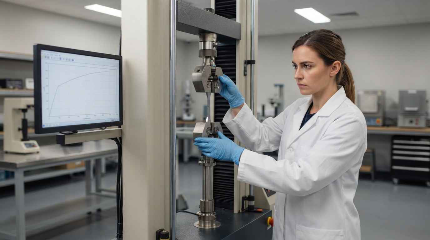 Validación de un material sustituto con los ensayos que confirman la equivalencia Ensayo de tracción para validar la equivalencia de un material sustituto en el laboratorio