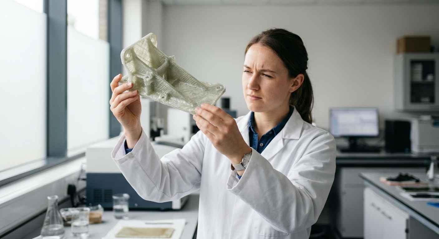 Cuándo sustituir un metal por un polímero técnico y cómo validarlo Inspección de una pieza de poliamida reforzada con fibra de vidrio