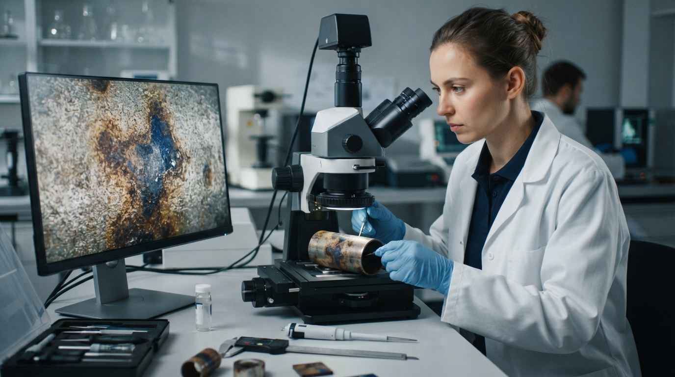 Analysis of a metal surface defect by microscopy in the laboratory