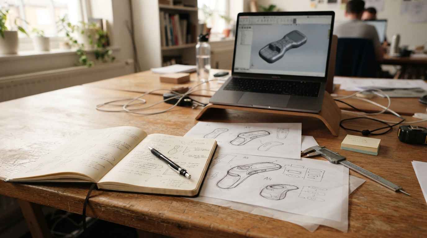 Metodología de diseño de producto: del brief al concepto Metodología de diseño de producto: ingenieros revisando el concepto de un nuevo producto