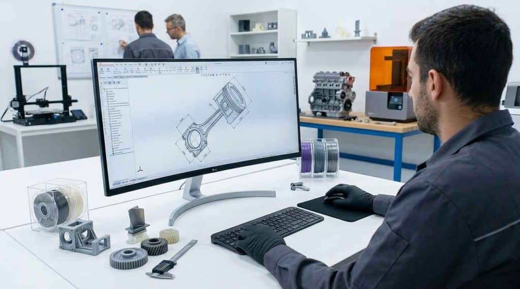 Modelado CAD 3D del desarrollo mecánico del prototipo con las piezas y conjuntos definidos para fabricar