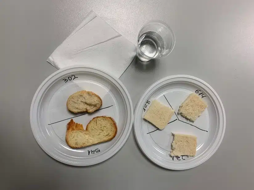 Design and training of panelists for food tastings Plates with coded food samples for a tasting panel