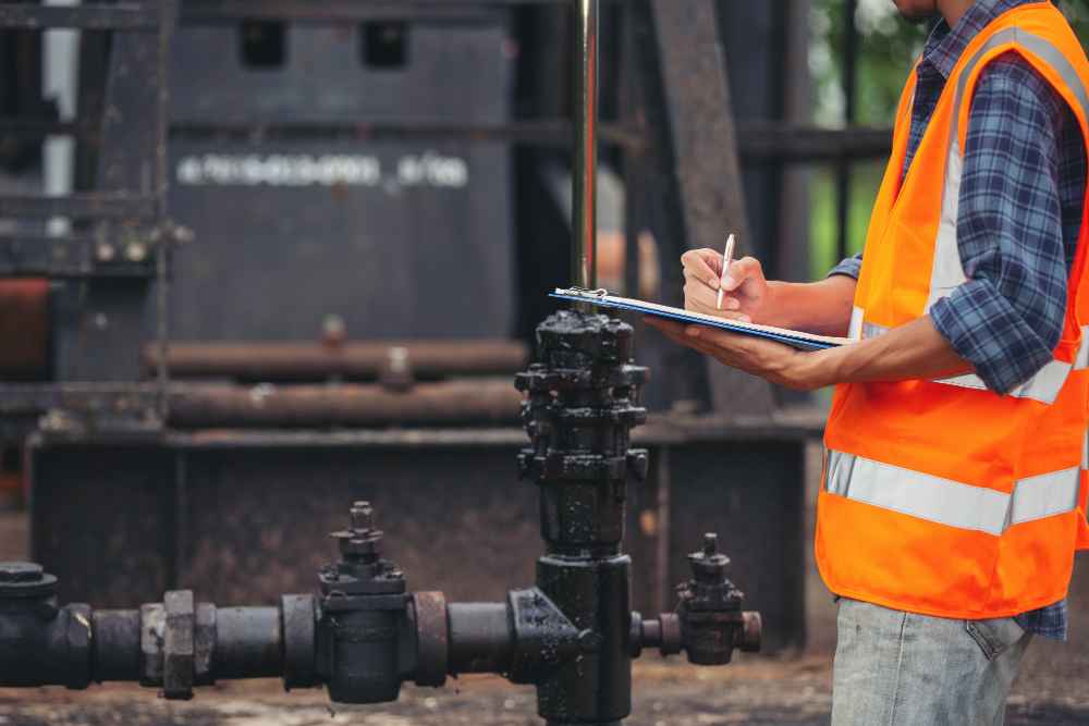 Technician inspecting a facility to investigate a mechanical industrial failure