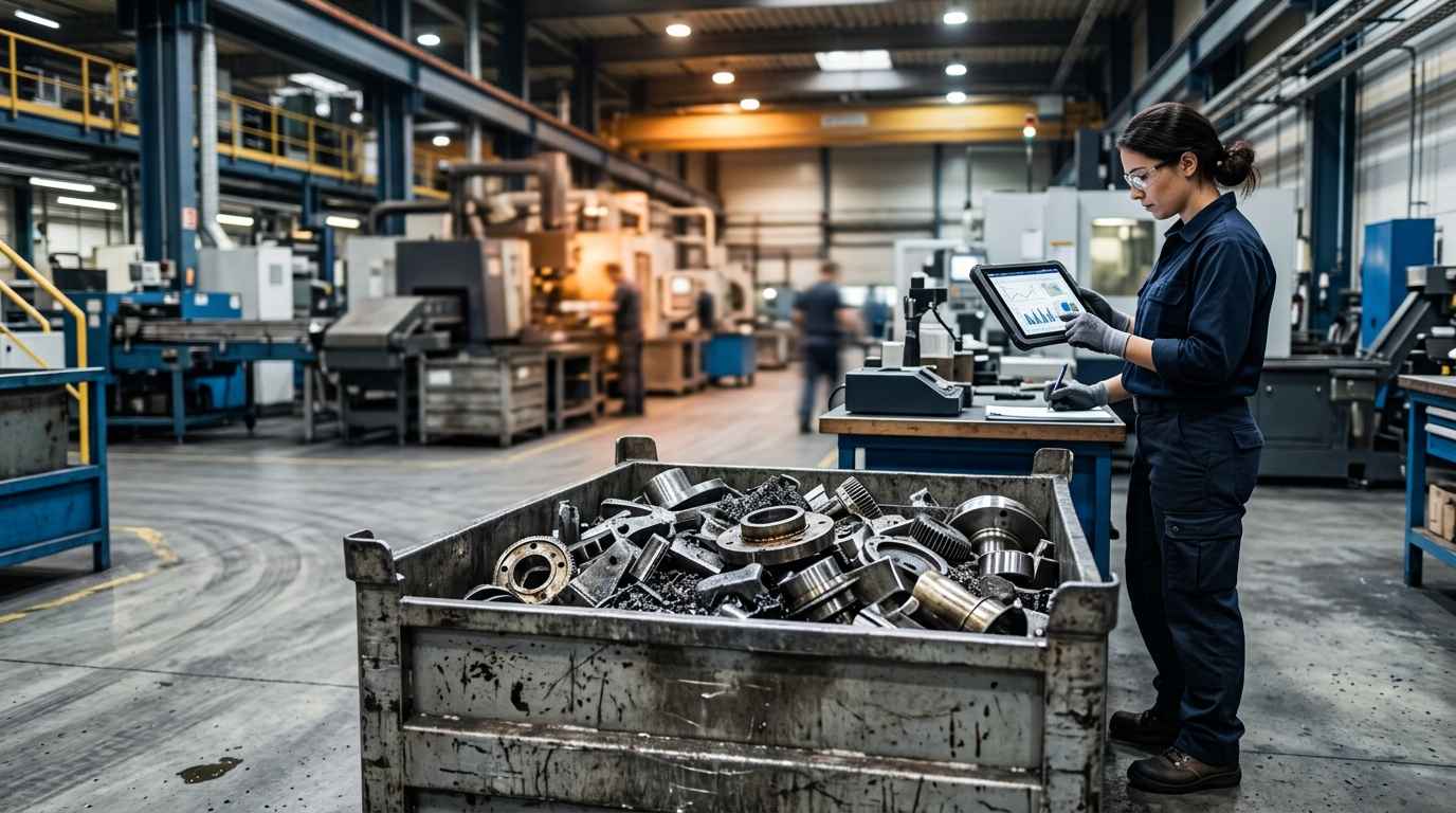 Reducir el scrap en producción: cómo identificar las variables críticas antes de que coman margen Panel de calidad mostrando la reducción del scrap en producción