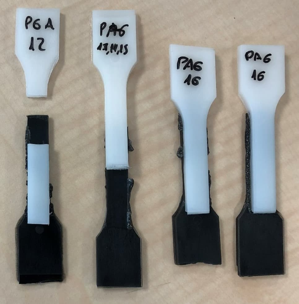 Laser welding of polymers Probetas de polímero identificadas y unidas mediante soldadura láser para evaluar la calidad de la unión