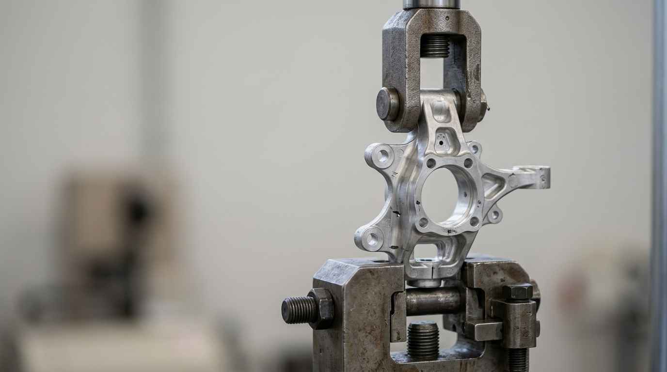 Prototipado para automoción: validaciones previas a producción Componente prototipo de automoción en un ensayo de fatiga