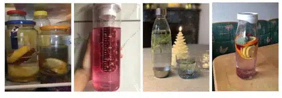 Product design and flavored waters from an interdisciplinary approach Collage of flavoured water prototypes and their packaging