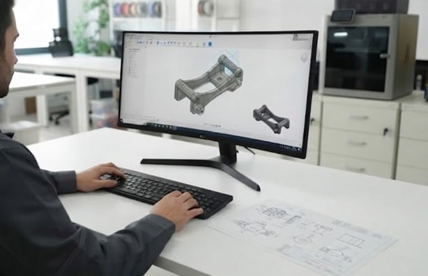 Renderizado 3D e imágenes fotorrealistas a partir de planos 2D para manuales de montaje Modelado y renderizado 3D a partir de planos 2D de una pieza industrial