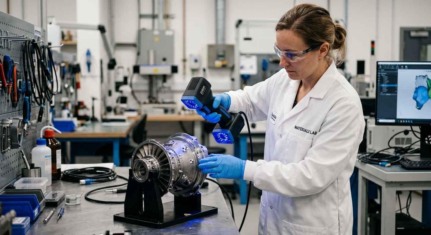 What you can legally replicate with reverse engineering and what you cannot Materials engineer 3D-scanning a metal component with a handheld scanner in the laboratory