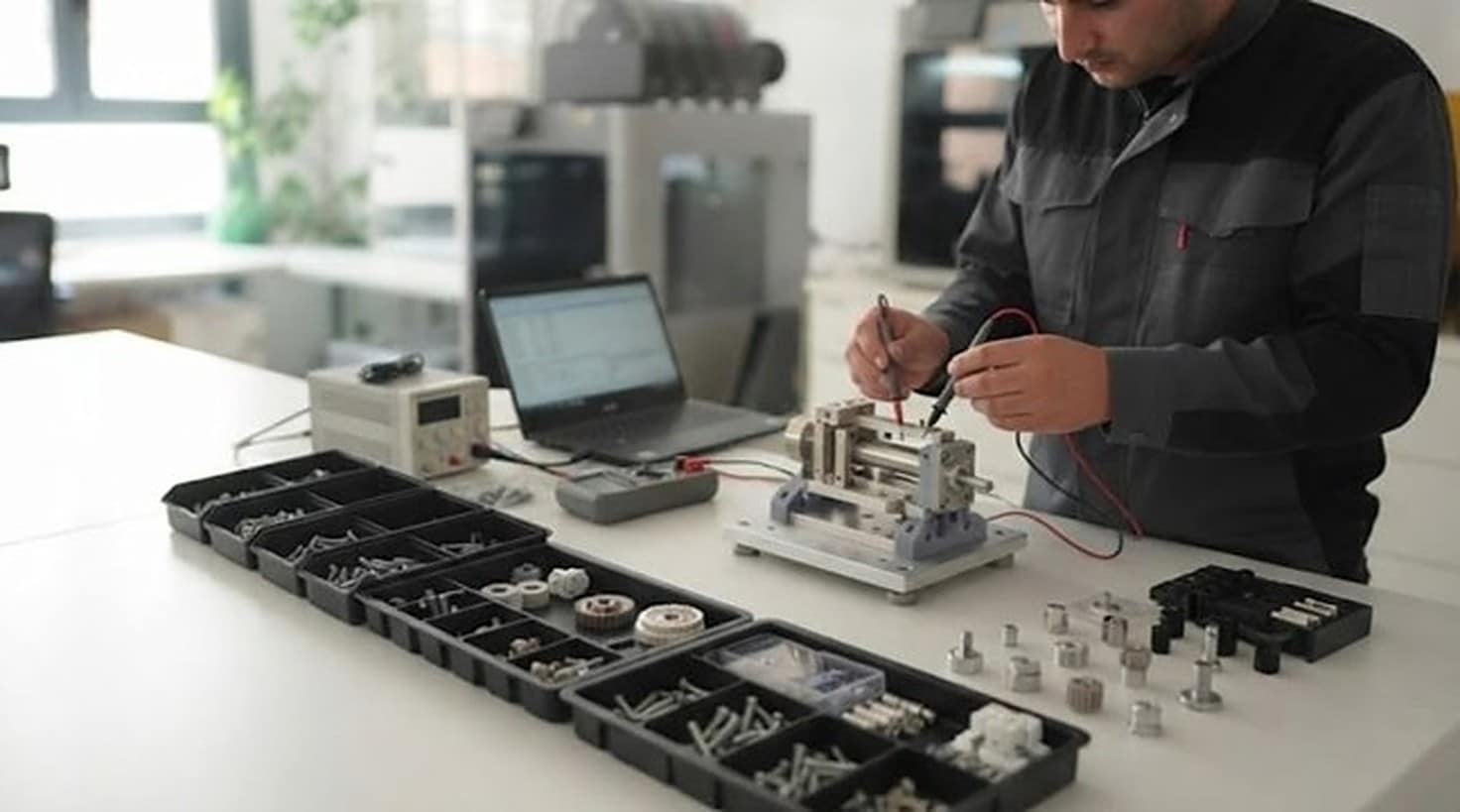 Design and manufacture of a scale prototype to present a product idea to investors Assembly and functional testing of the scale prototype