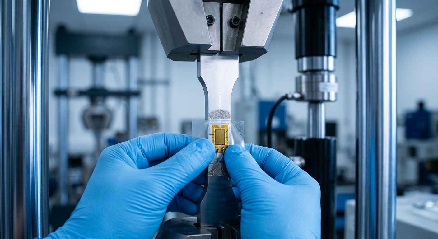Structural analysis and FEM simulation: when simulation is enough and when you must test Technician bonding a strain gauge on a specimen mounted in the testing rig