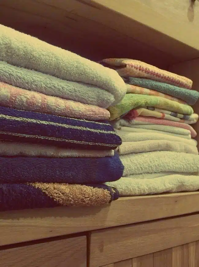 Stacked folded towels, a home care product