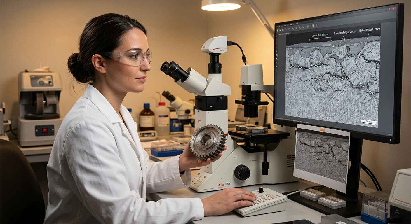 Types of wear in components and how to tell them apart to fix the cause Materials engineer compares a worn part with the microstructure on screen to identify the wear mechanism.